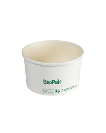 Biopak Ronda ecoecho® σκεύος φαγητού 550ml λευκό στρογγυλό από χαρτόνι με επίστρωση βιοπλαστικού 11,7x11,7x27,5cm 35τεμ