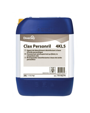 Diversey Clax Personril 4KL1 απολυμαντικό και λευκαντικό για πλυντήριο ρούχων όχι για μάλλινα και νάιλον υφάσματα 20L