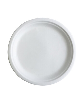 Πιάτο στρογγυλό Ø18cm λευκό bagasse 50τεμ