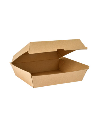 Biopak Clambox κουτί για burger 1300ml καφέ χάρτινο ορθογώνιο με καπάκι 60τεμ