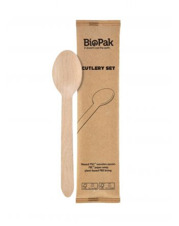 Biopak Petit μικρό κουτάλι ξύλινο waxed 11cm σε χάρτινη συσκευασία