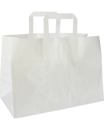 Biopak χάρτινη τσάντα μεταφοράς με χερούλια λευκή 15L