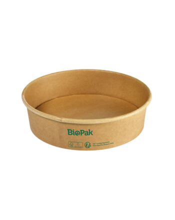 Biopak Ronda ecoecho® σκεύος φαγητού 900ml καφέ στρογγυλό από χαρτόνι με επίστρωση βιοπλαστικού 18,4x18,4x54cm 50τεμ