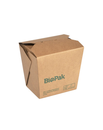 Biopak ecoecho® Bio Box σκεύος φαγητού για noodles 480ml καφέ τετράγωνο από χαρτόνι με επίστρωση βιοπλαστικού 9,8x7,9x36cm 50τεμ