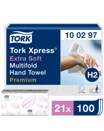 Tork Xpress® Extra Soft χειροπετσέτα λευκή 2φυλλη W-Fold 34x21,2cm 100τεμ