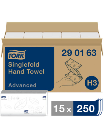 Tork® Soft χειροπετσέτα λευκή 2φυλλη V-Fold (Zig Zag) 23x24,8cm 250τεμ