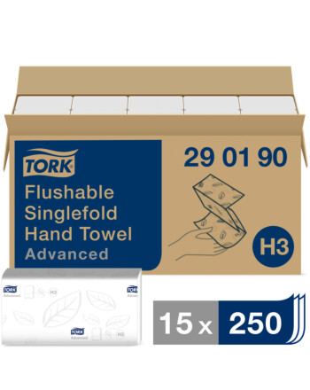 Tork® χειροπετσέτα λευκή 2φυλλη V-Fold (Zig Zag) 23x23cm υδατοδιαλυτή 250τεμ
