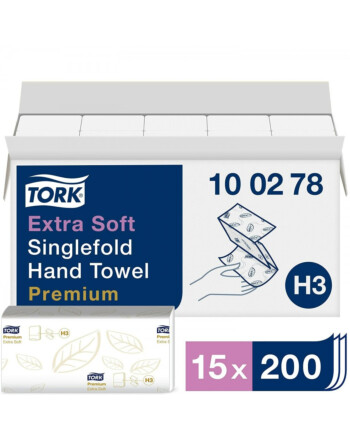 Tork® Extra Soft χειροπετσέτα λευκή 2φυλλη V-Fold (Zig Zag) 23x22,6cm 200τεμ