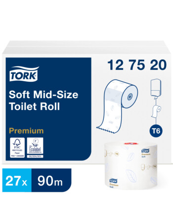 Tork® Soft Mid-size ρολό υγείας λευκό 2φυλλο 90m