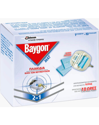 Baygon® Mat σετ συσκευή με εντομοαπωθητικές ταμπλέτες 10τεμ