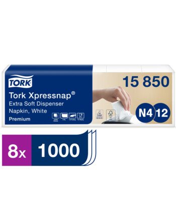 Tork Xpressnap® Extra Soft χαρτοπετσέτα συσκευής λευκή 2φυλλη 21,3x16,5cm 5x200τεμ