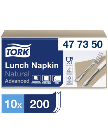 Tork® Natural χαρτοπετσέτα μπεζ 2φυλλη 1/4 33x33cm πολυτελείας 200τεμ
