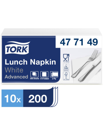 Tork® χαρτοπετσέτα λευκή 2φυλλη 1/4 33x33cm πολυτελείας 200τεμ