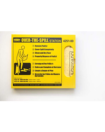 Rubbermaid Over The Spill® πανί με κίτρινη προειδοποιητική σήμανση σε 2 γλώσσες