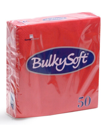 BulkySoft® χαρτοπετσέτα πολυτελείας κόκκινη 2φυλλη 1/4 33x33cm 50τεμ