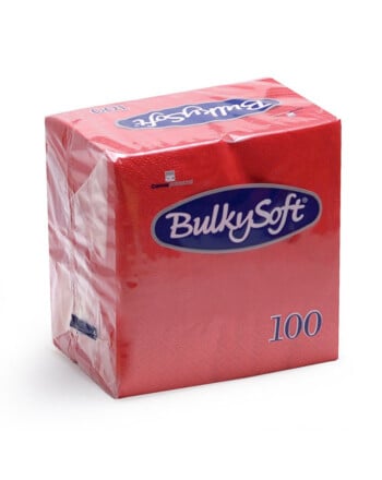 BulkySoft® χαρτοπετσέτα πολυτελείας κόκκινη 2φυλλη 1/4 38x38cm 100τεμ