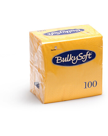 BulkySoft® χαρτοπετσέτα πολυτελείας κίτρινη 2φυλλη 1/4 38x38cm 100τεμ