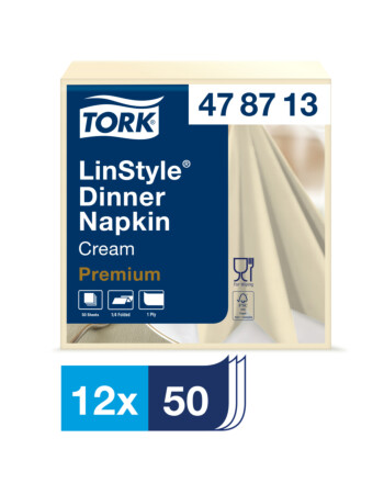 Tork Linstyle® χαρτοπετσέτα κρεμ 1φυλλη 1/4 39x39cm πολυτελείας 50τεμ