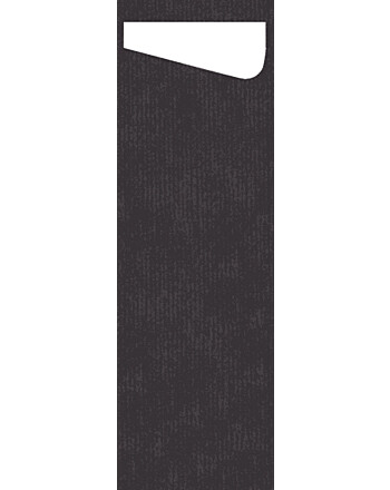 Duni Dunisoft Sacchetto® Slim θήκη μαχαιροπίρουνου μαύρη με λευκή χαρτοπετσέτα 1/12 7x23cm 60τεμ