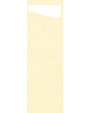 Duni Dunisoft Sacchetto® Slim θήκη μαχαιροπίρουνου κρεμ με λευκή χαρτοπετσέτα 1/12 7x23cm 60τεμ