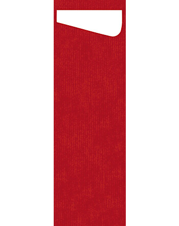 Duni Dunisoft Sacchetto® Slim θήκη μαχαιροπίρουνου κόκκινη με λευκή χαρτοπετσέτα 1/12 7x23cm 60τεμ