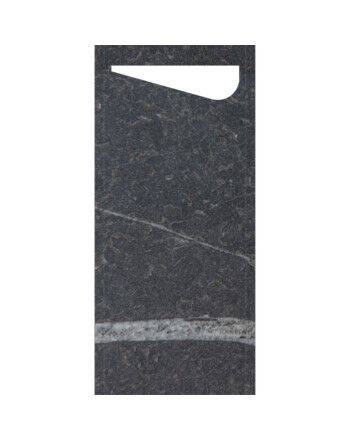 Duni Sacchetto® Marble Black θήκη μαχαιροπίρουνου με σχέδιο με χαρτοπετσέτα λευκή 1/12 8,5x19cm 100τεμ