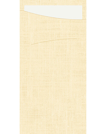 Duni Dunisoft Sacchetto® θήκη μαχαιροπίρουνου κρεμ με λευκή χαρτοπετσέτα 1/12 11,5x23cm 60τεμ
