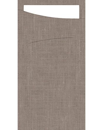Duni Dunisoft Sacchetto® θήκη μαχαιροπίρουνου γκρεζ με κρεμ χαρτοπετσέτα 1/12 11,5x23cm 60τεμ