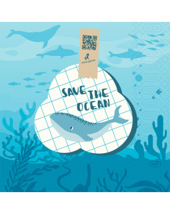 Duni Save the Ocean χαρτοπετσέτα με σχέδιο 3φυλλη 1/4 33x33cm πολυτελείας 50τεμ
