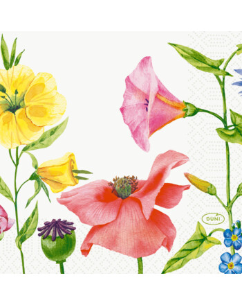 Duni Flowy Meadow χαρτοπετσέτα με σχέδιο 3φυλλη 1/4 24x24cm πολυτελείας 50τεμ