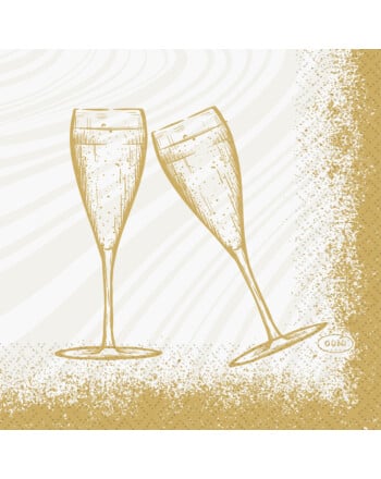 Duni Sparkly Cheers White χαρτοπετσέτα με σχέδιο 3φυλλη 1/4 24x24cm πολυτελείας 50τεμ