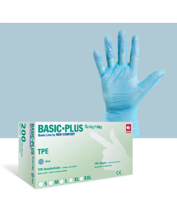 AMPri Basic-Plus γάντια μιας χρήσης TPE χωρίς πούδρα μπλε S 200τεμ