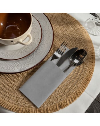 Θήκη μαχαιροπίρουνου slim γκρί 33x33cm Airlaid 80τεμ