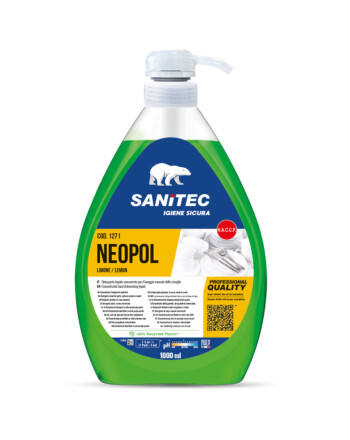 Sanitec Neopol υγρό απορρυπαντικό πιάτων με αντλία για πλύσιμο στο χέρι με άρωμα λεμόνι 1L