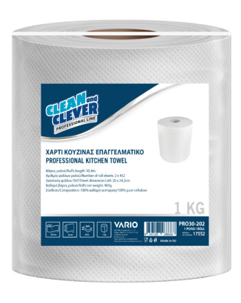 Clean&Clever PRO30-202 χαρτί κουζίνας  λευκό 2φυλλο 91m 1kg