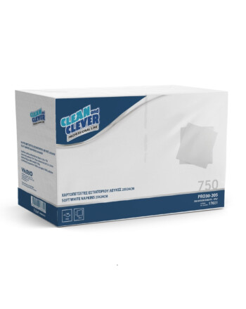 Clean&Clever Pro 30-205 Χαρτοπετσέτα μαλακή (εστιατορίου) λευκή 1φυλλη 1/4 23x24cm 750τεμ