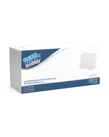 Clean&Clever Pro 30-206 Χαρτοπετσέτα μαλακή λευκή 1φυλλη 1/4 28x30cm 200τεμ