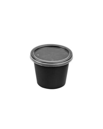 Σετ στρογγυλό δοχείο-σώσακι pp μαύρο 2oz/50ml 50Τ