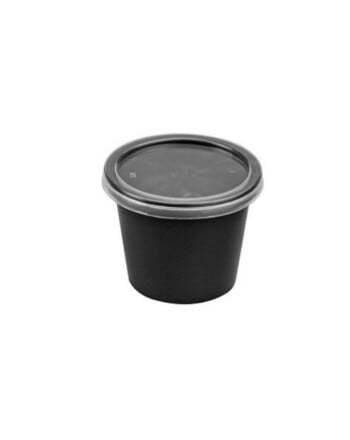 Σετ στρογγυλό δοχείο-σώσακι pp μαύρο 4oz/100ml 50Τ
