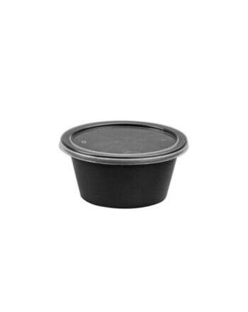 Σετ στρογγυλό δοχείο-σώσακι pp μαύρο 6oz/150ml 50Τ