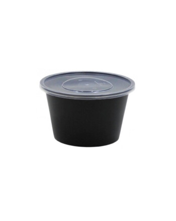 Σετ στρογγυλό δοχείο pp μαύρο 10oz/250ml 50Τ
