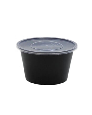 Σετ στρογγυλό δοχείο pp μαύρο 20oz/500ml 50Τ