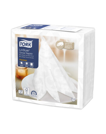 Tork Linstyle® Dinner elegance χαρτοπετσέτα λευκή Airlaid 1/4 39x39cm 50τεμ