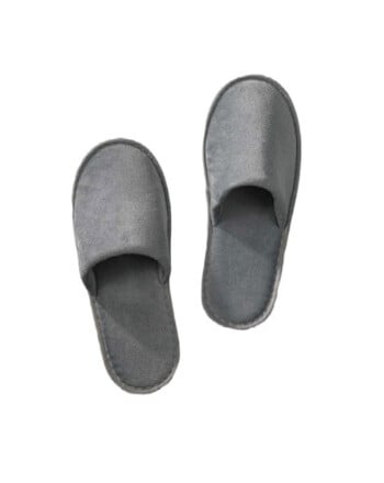 Ζεύγος παντόφλες βαμβακερές γκρι με antislip σόλα 5mm σε ατομική συσκευασία 100τεμ