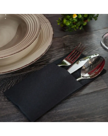 Roial Bioleaf Airlaid πετσέτα φάκελος μαύρη 33x40cm 50τεμ