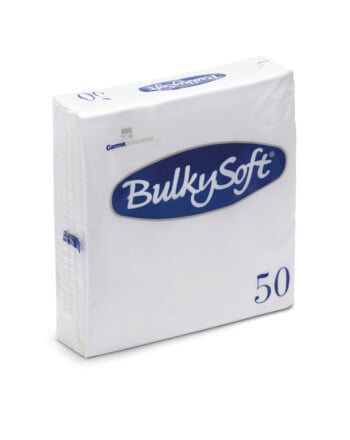 BulkySoft® χαρτοπετσέτα πολυτελείας λευκή 2φυλλη 1/8 38x38cm 50τεμ