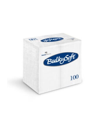 BulkySoft® χαρτοπετσέτα πολυτελείας λευκή 2φυλλη 1/8 33x33cm 100τεμ