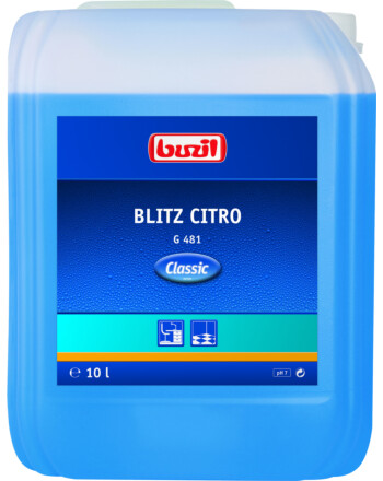 Buzil Blitz Citro G481 υγρό καθαριστικό γενικής χρήσης με αλκοόλη με άρωμα κίτρου με αλκοόλη 10L