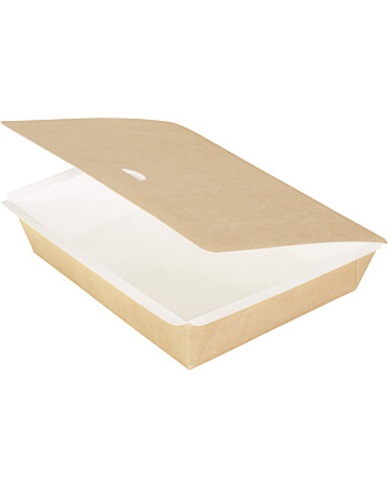 Duni Duniform Cardboard κουτί φαγητού με καπάκι καφέ 1200ml 19,5x16,5x4,5cm 