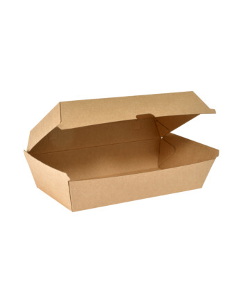 Biopak Clambox κουτί για burger καφέ χάρτινο ορθογώνιο με καπάκι 1100ml 45τεμ